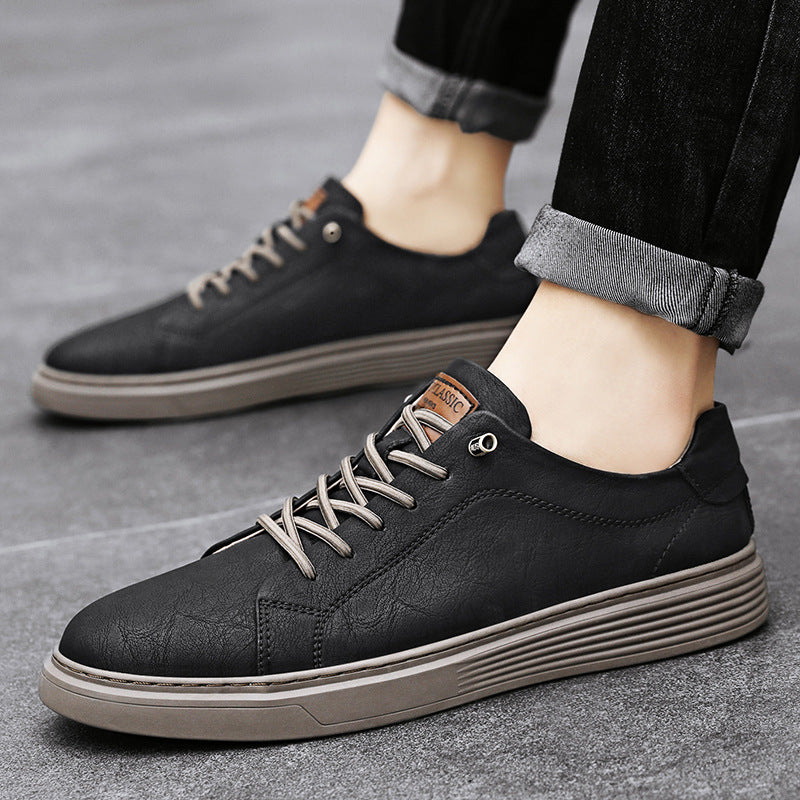 Men's Sneakers with Stitched Upper and Linear Silhouette