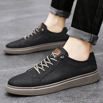 Men's Sneakers with Stitched Upper and Linear Silhouette