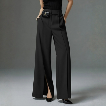 Pantaloni Donna a Vita Alta e Gamba Larga con Marsupio Removibile – Stile Casual Chic