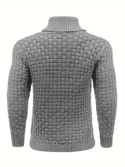 Maglione Uomo in Maglia Waffle con Collo a Sciarpa