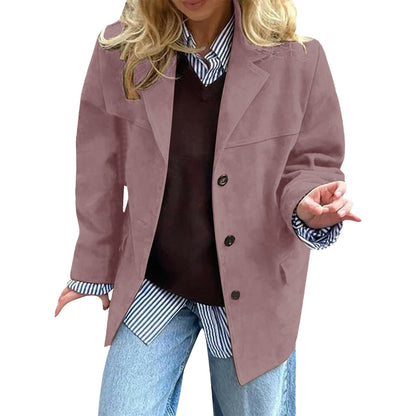 Blazer de mujer para otoño con bolsillos, corte regular y mangas largas