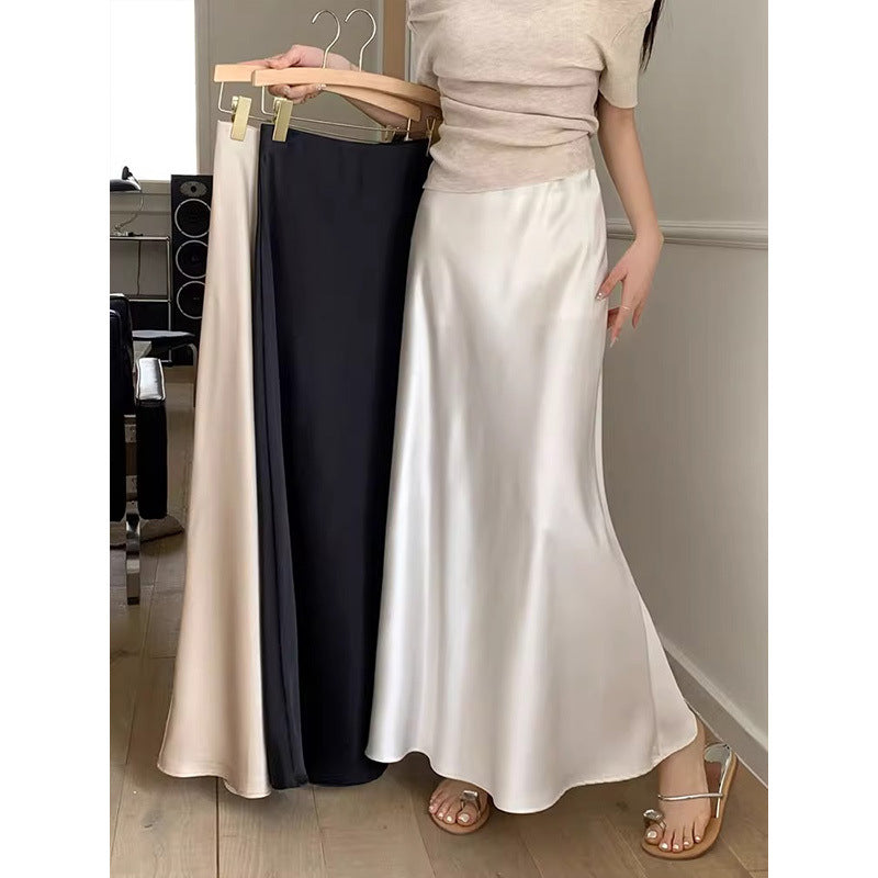 Women's Mid-Length High-Waist Skirt with Side Design