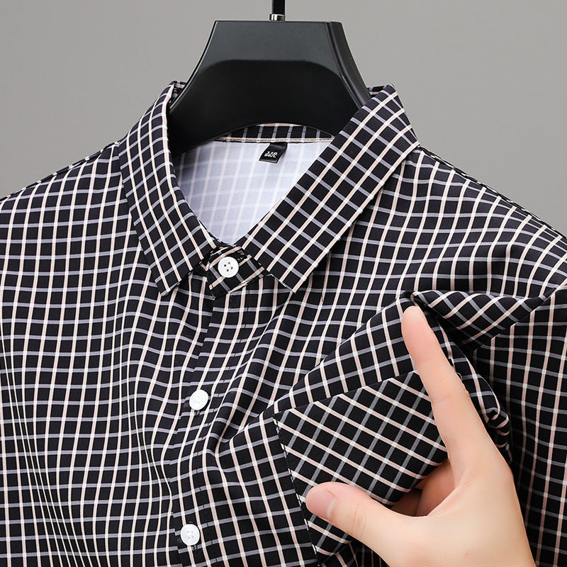 Camisa de hombre primaveral a cuadros con mangas largas – Corte amplio