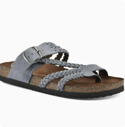 Damesandaler Bassi Slip-On med fletremme og perforeret design