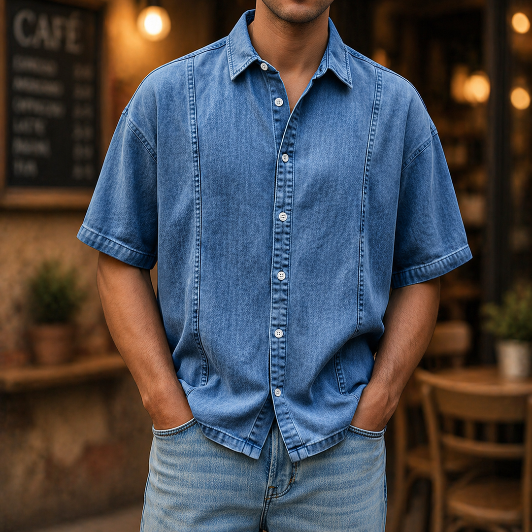 Camicia Uomo a Maniche Corte con Bottoni e Colletto Classico – Vestibilità Comoda Casual