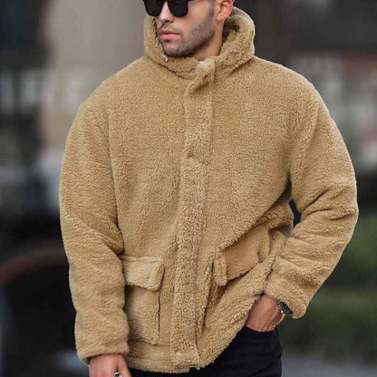 Men's Winter Coat with Hood and Patch Pockets
