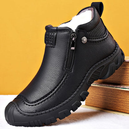 Men's Winter Shoes with Soft Lining, Rounded Toe, and Flat Heel