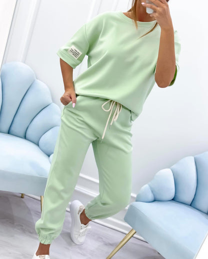 Women's Lounge Set Short Sleeve T-Shirt and Coordinated Pants