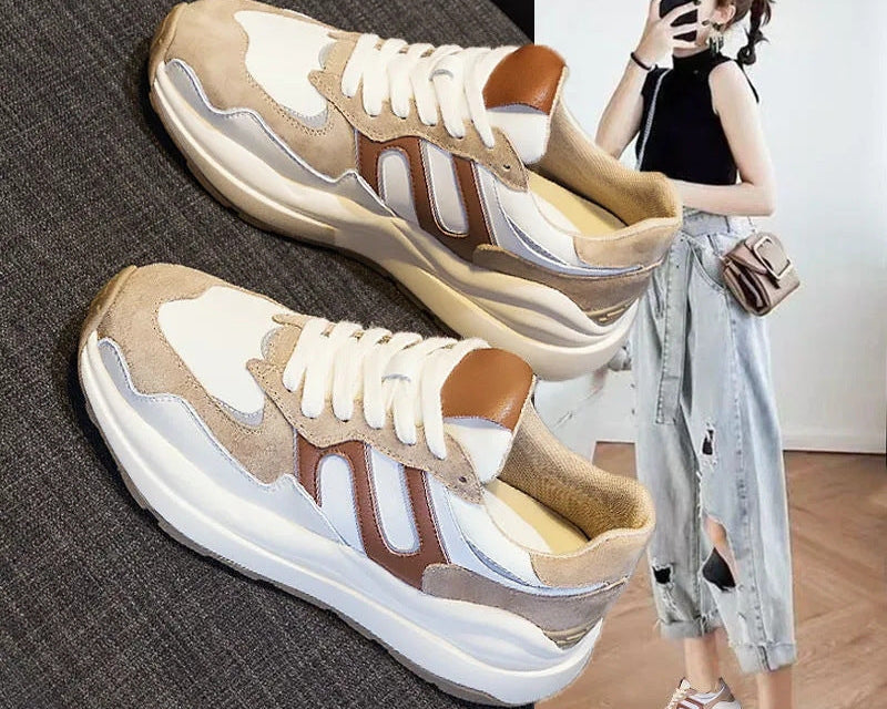 Scarpe da Corsa Autunnali da Donna con Suola Piatta e Punta Tonda, Design Versatile
