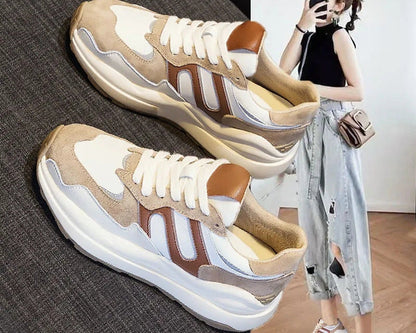 Scarpe da Corsa Autunnali da Donna con Suola Piatta e Punta Tonda, Design Versatile