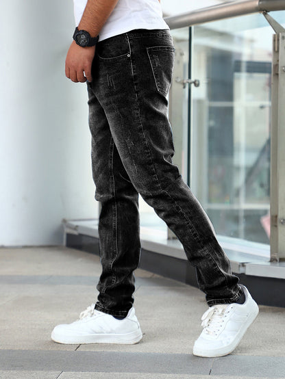 Skinny-jeans til mænd med stræk og lynlåslukning