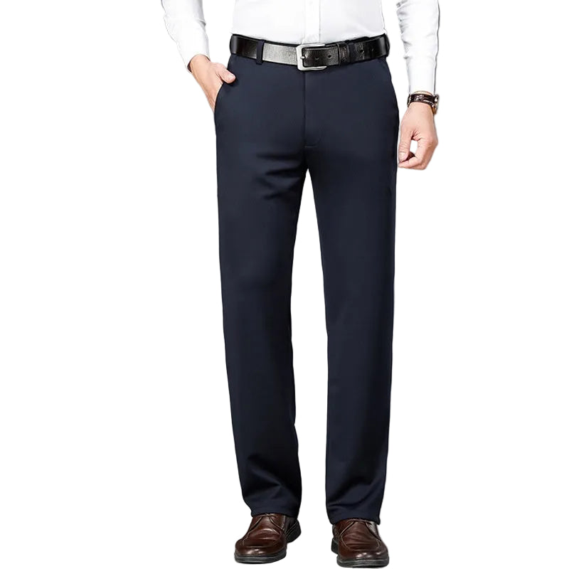 Pantaloni Uomo da Abito Dritti Business con Vita Media Elastica – Stile Formale