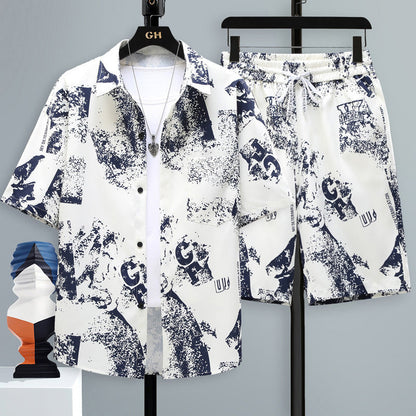 Men's Summer Two-Piece Set with Short-Sleeve T-Shirt and Shorts – Casual Sports Set