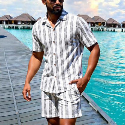 Completo Uomo Due Pezzi con Camicia e Pantaloncini – Vestibilità Ampia
