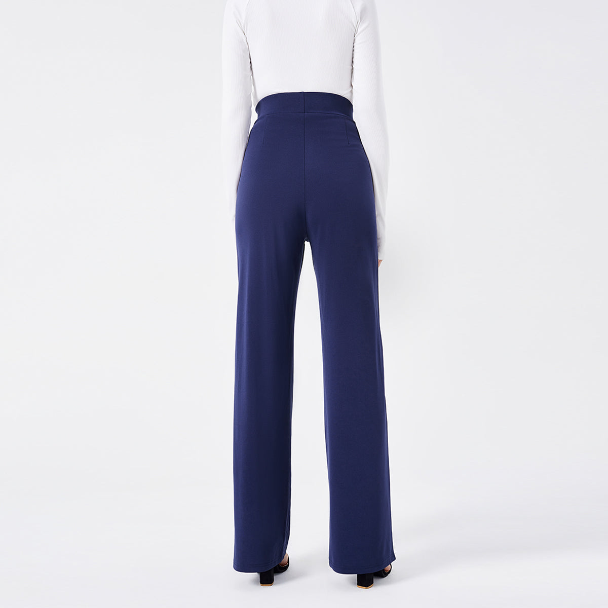 High-Waisted Slim Solid Color Women's Flared Pants