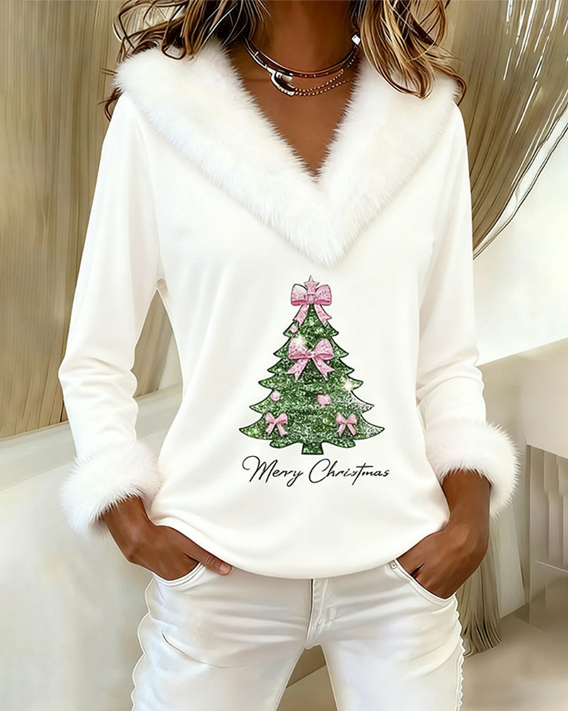 Top Donna con Scollo a V e Stampa Festiva – Stile Quotidiano