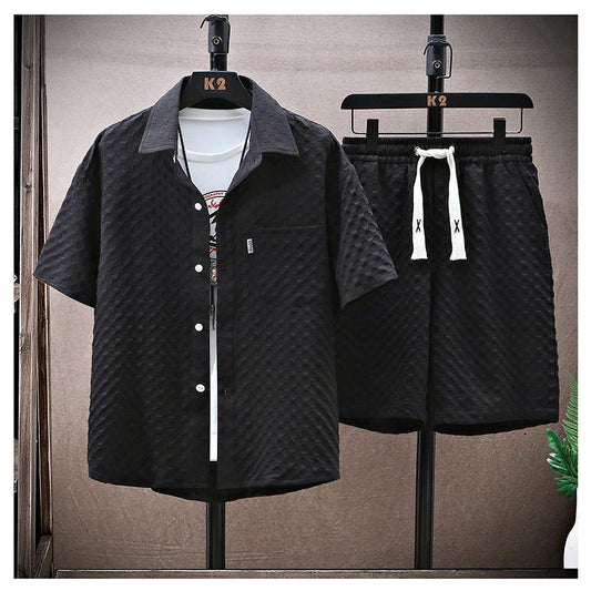 Men's Two-Piece Suit with Shirt and Shorts – Loose Fit