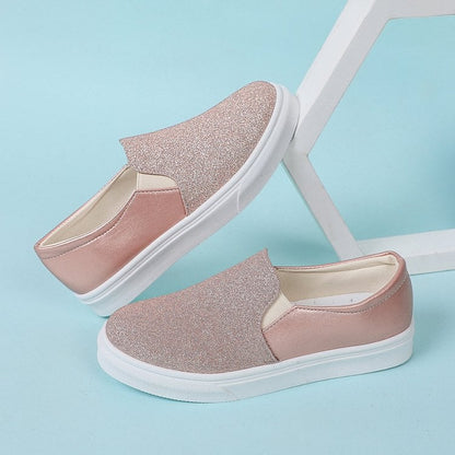 Women's Moccasins with Sequins and Elastic Band – Flat Rubber Sole