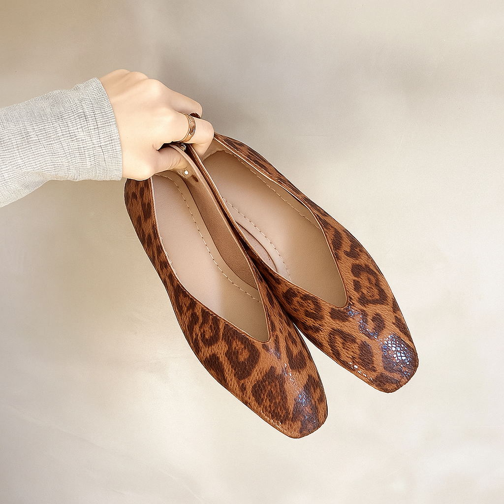 Women's Slip-On Ballerinas with Leopard Print and Low Cut – Ballerina Style