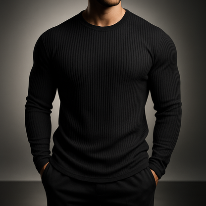 Herresweater med ribstrik, slim fit, langærmet