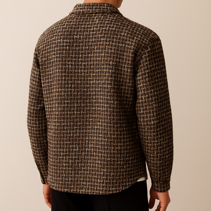 Camicia Giacca Uomo Invernale con Motivo Pied-de-Poule e Chiusura a Bottoni – Stile Versatile
