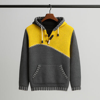 Felpa Uomo Autunnale con Vestibilità Strutturata e Cuciture a Contrasto – Design Bicolore