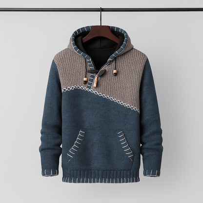 Felpa Uomo Autunnale con Vestibilità Strutturata e Cuciture a Contrasto – Design Bicolore
