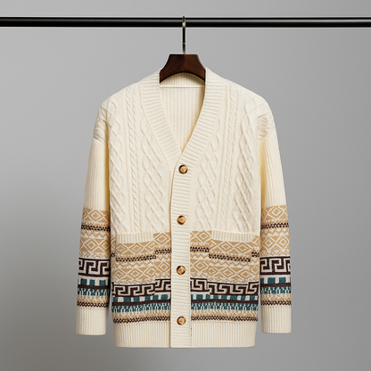 Cardigan Uomo in Maglia con Chiusura a Bottoni e Motivo – Maglia Style