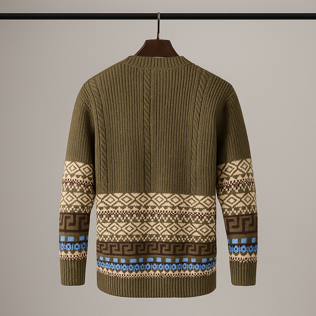 Cardigan Uomo in Maglia con Chiusura a Bottoni e Motivo – Maglia Style