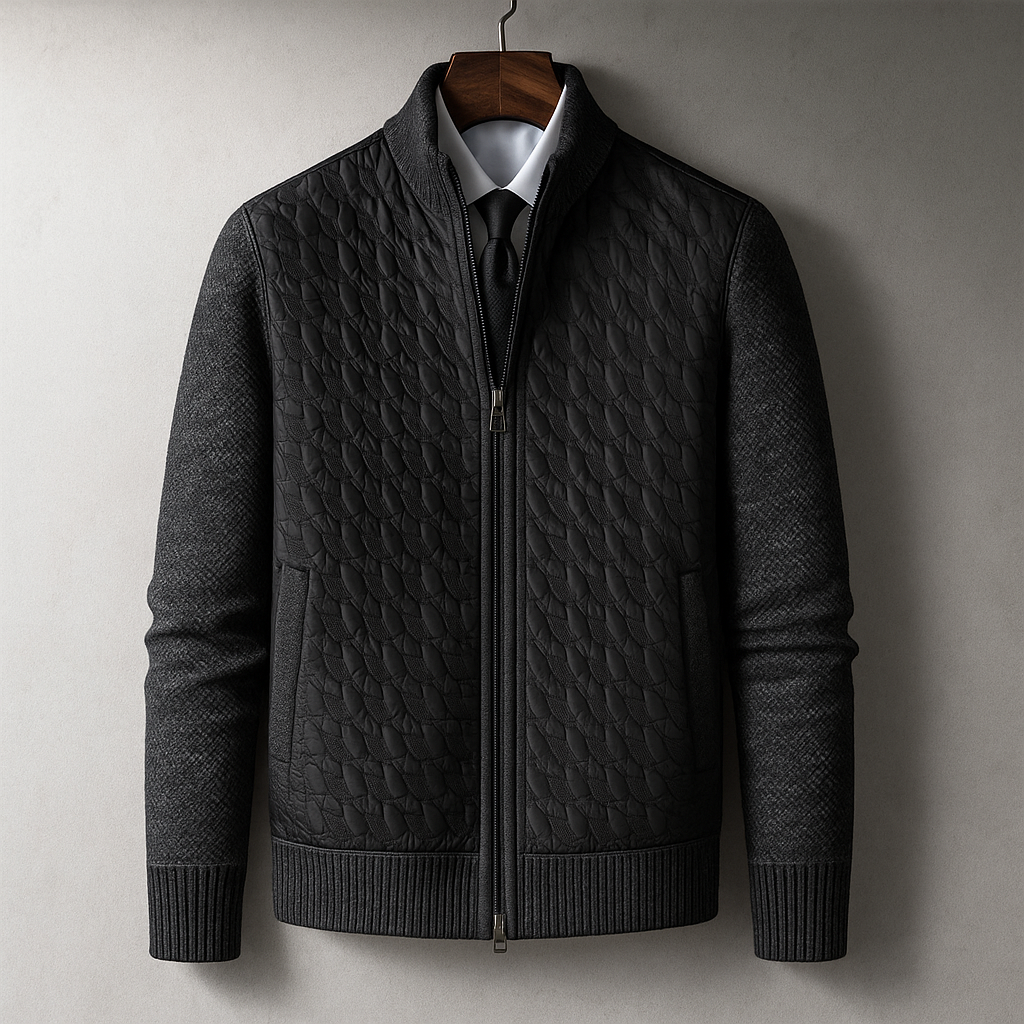 Giacca Uomo con Corpo Trapuntato e Maniche in Maglia – Stile Versatile – Misto Cashmere