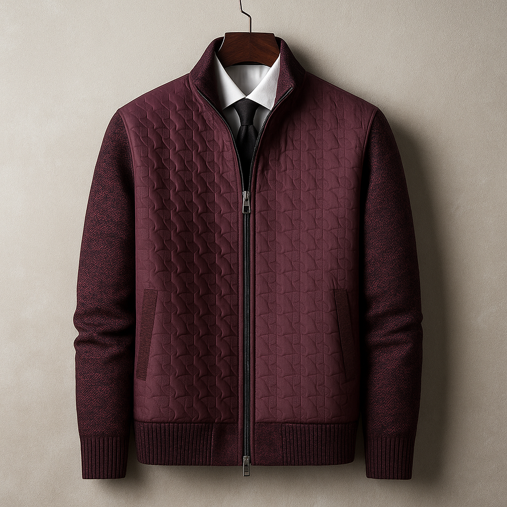 Giacca Uomo con Corpo Trapuntato e Maniche in Maglia – Stile Versatile – Misto Cashmere