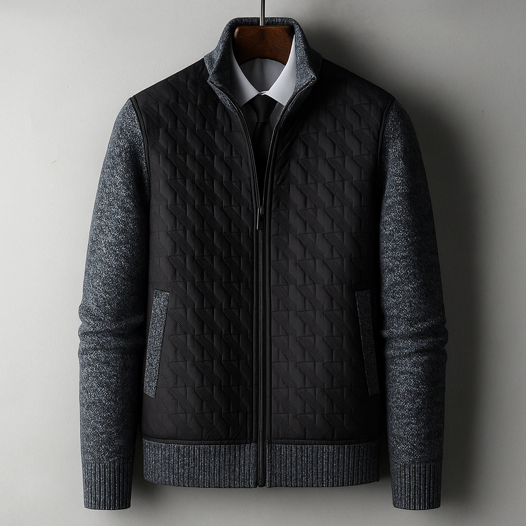 Giacca Uomo con Corpo Trapuntato e Maniche in Maglia – Stile Versatile – Misto Cashmere