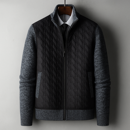 Giacca Uomo con Corpo Trapuntato e Maniche in Maglia – Stile Versatile – Misto Cashmere