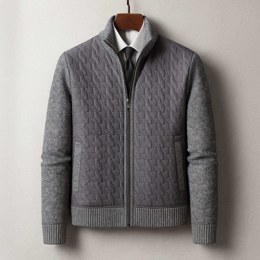 Giacca Uomo con Corpo Trapuntato e Maniche in Maglia – Stile Versatile – Misto Cashmere