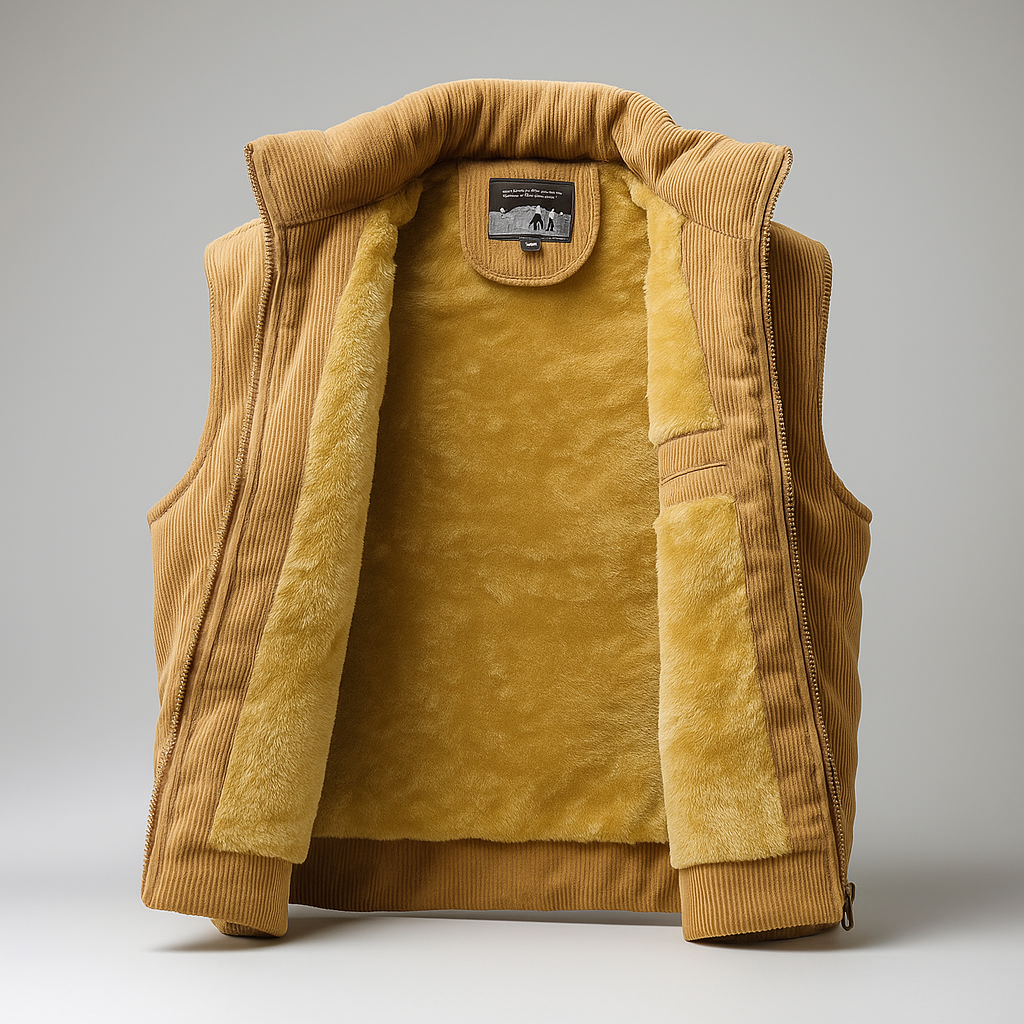 Gilet Invernale Uomo Texture a Coste Full Zip con Tasche Laterali