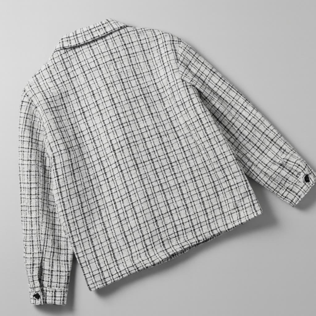 Men's Tweed Over-Shirt with Check Pattern and Textured Weave – Structured Style