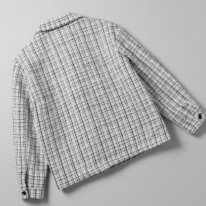 Men's Tweed Over-Shirt with Check Pattern and Textured Weave – Structured Style