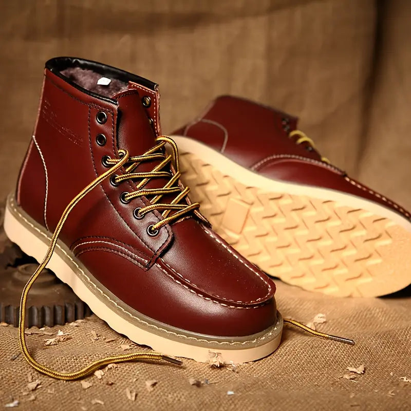 Botas Martin altas vintage para hombre, con forro de piel y diseño retro