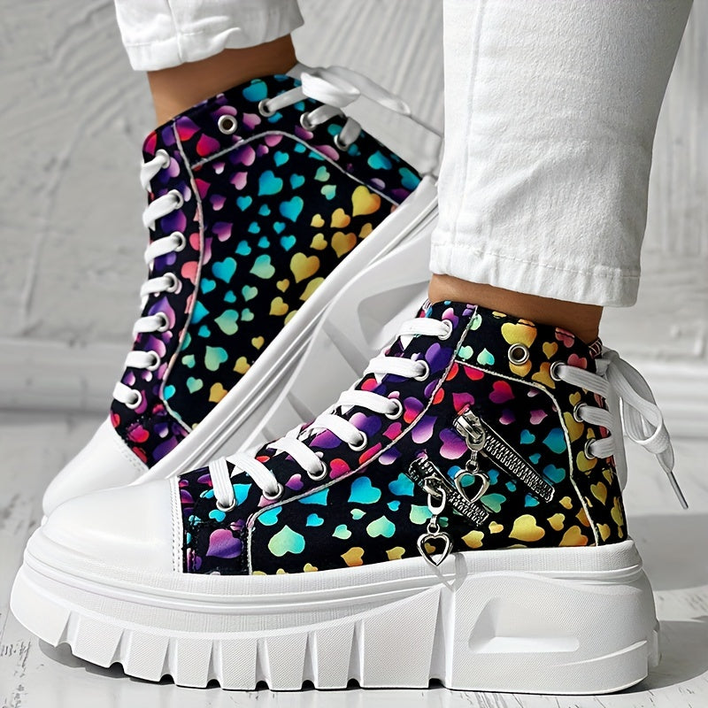Women's Sneakers with Platform and Chunky Sole with Side Zip Details
