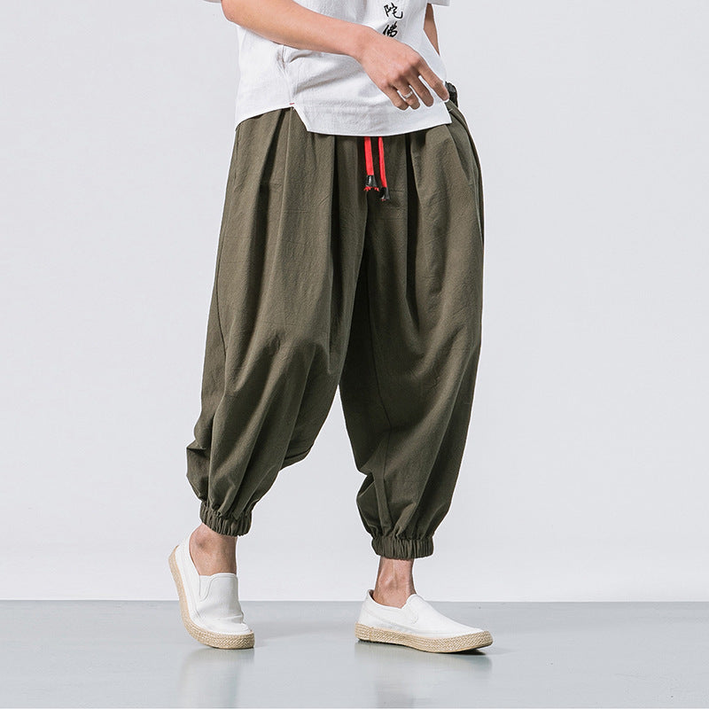 Men's Harem Pants Loose Fit Adjustable Waist Elastic Cuffs – Casual Style