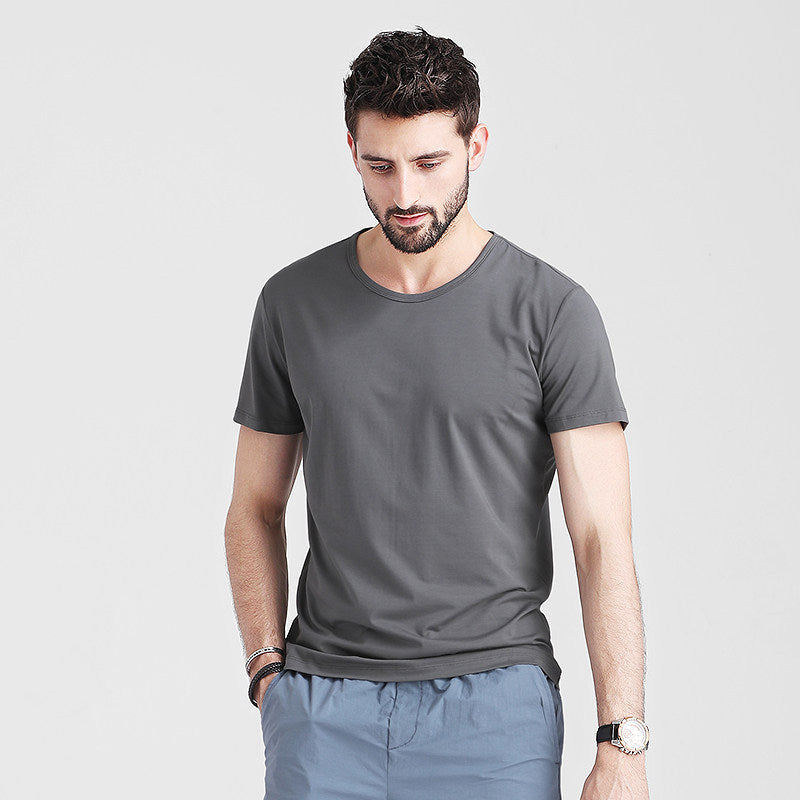 Men's Slim Fit Summer T-Shirt with Crew Neck and Quick Dry – Lightweight Solid Color T-Shirt