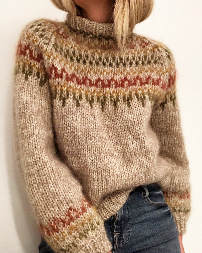 Maglione Pullover Donna in Maglia a Maniche Lunghe con Stampa