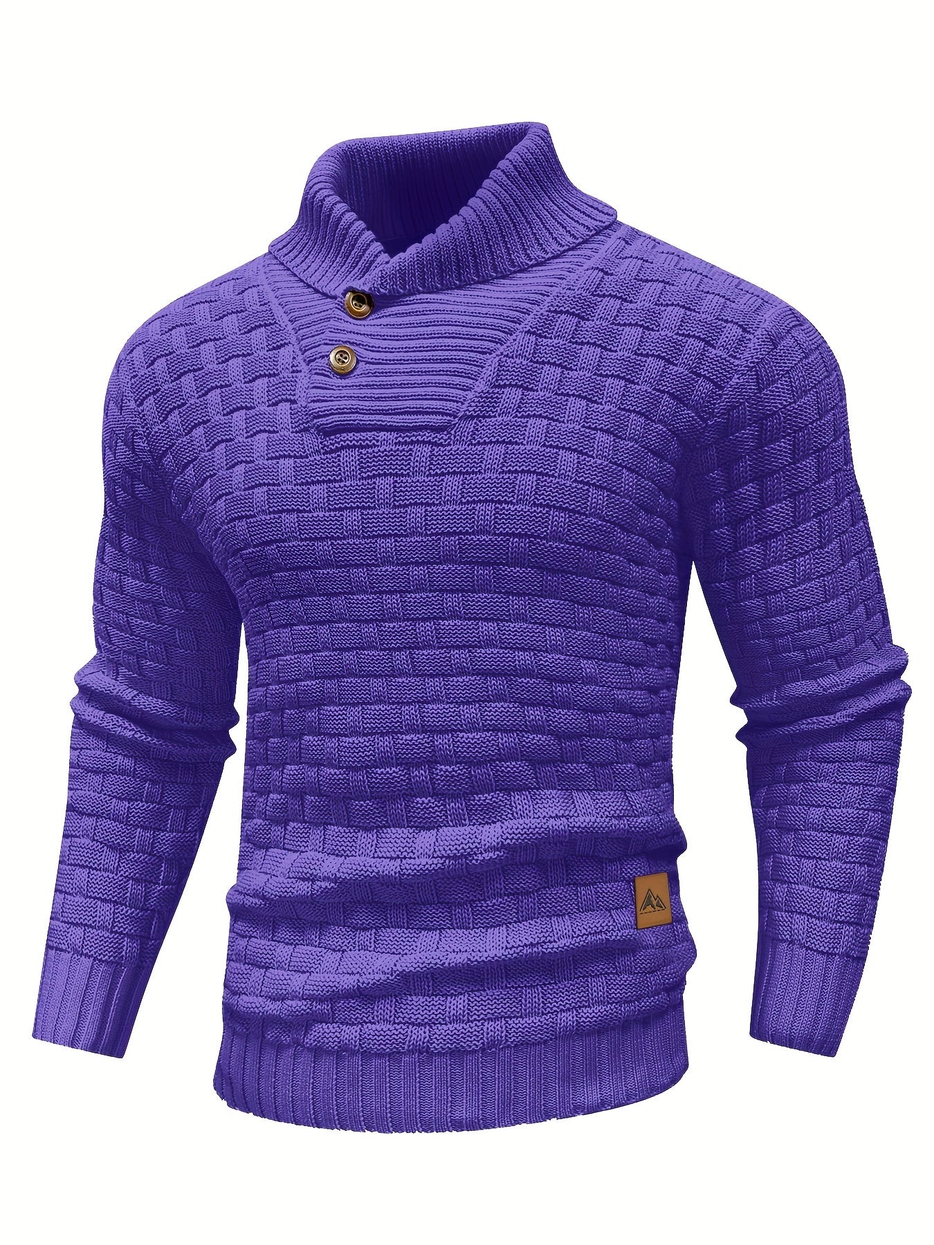 Maglione Uomo in Maglia Waffle con Collo a Sciarpa