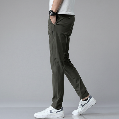 Pantaloni Uomo Affusolati con Vita Elasticizzata e Finitura Antipiega