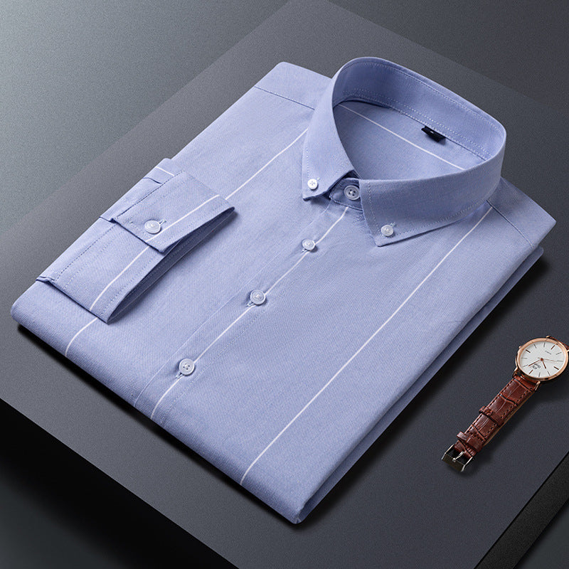 Herresommer skjorte med striber og korte ærmer, slim fit – let casual stil