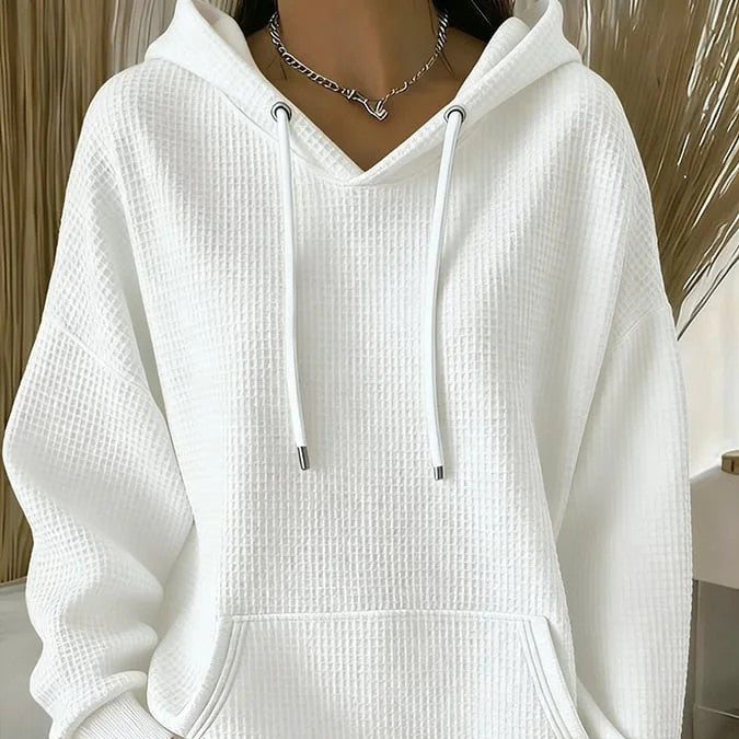 Sudadera con capucha para mujer con cordón ajustable, mangas largas y capucha ajustable.