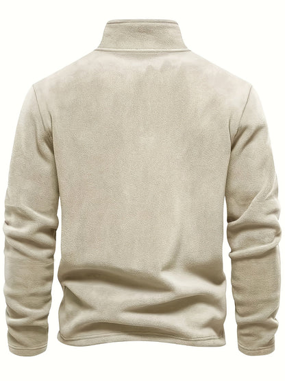 Maglia Uomo con Mezza Zip, Collo Alto e Maniche Lunghe – Comfort Quotidiano Versatile