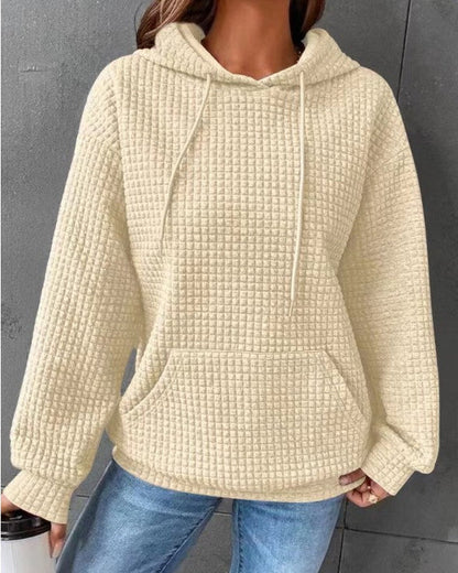 Dame Trøje med Hætte, Lange Ærmer og Ensfarvet