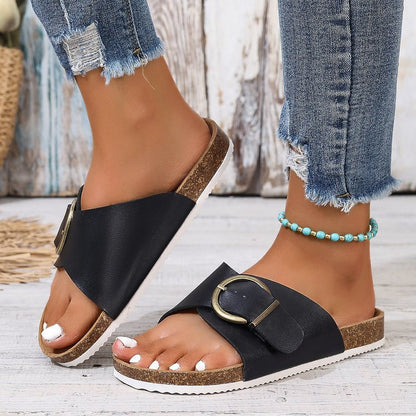 Zapatillas bajas para mujer tipo slip-on con detalle metálico – efecto piel