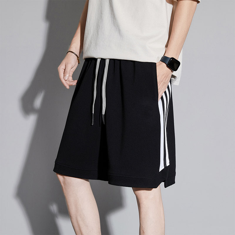 Pantaloncini Uomo Cropped a Righe con Vita Media – Vestibilità Comoda